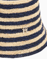 Tommy Hilfiger Yaz Tığ İşi Kadın Balıkçı Şapkası Stripe Space Blue
