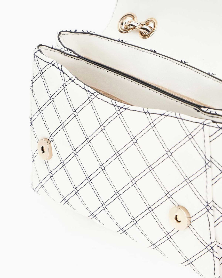 Guess Cruise Vibe Convertible Logolu Omuz Çantası White/Navy