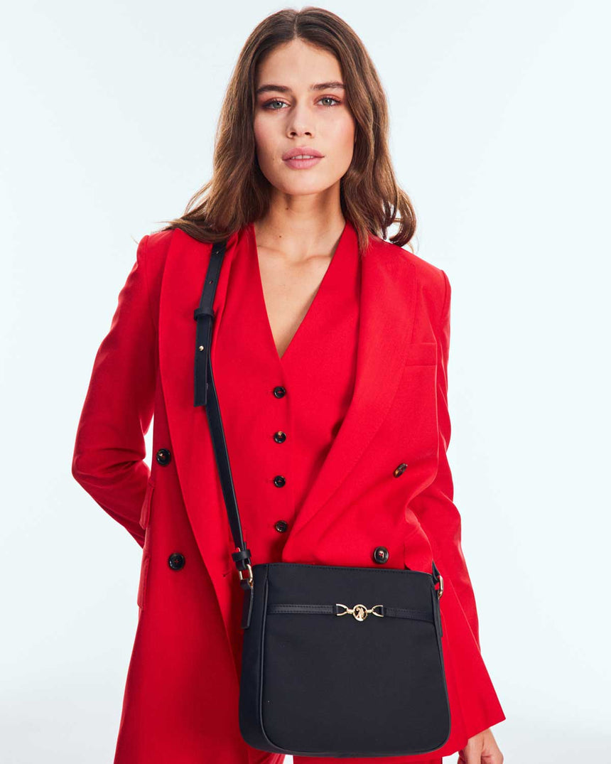 Us Polo Assn Gold Logo Detaylı Ayarlanabilir Çapraz Askılı Çanta Siyah