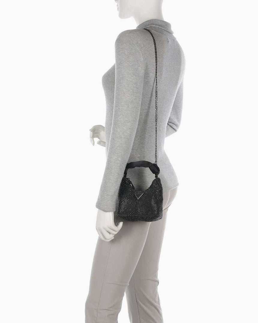Guess Lua Mini Hobo Taşlı El Çantası Black