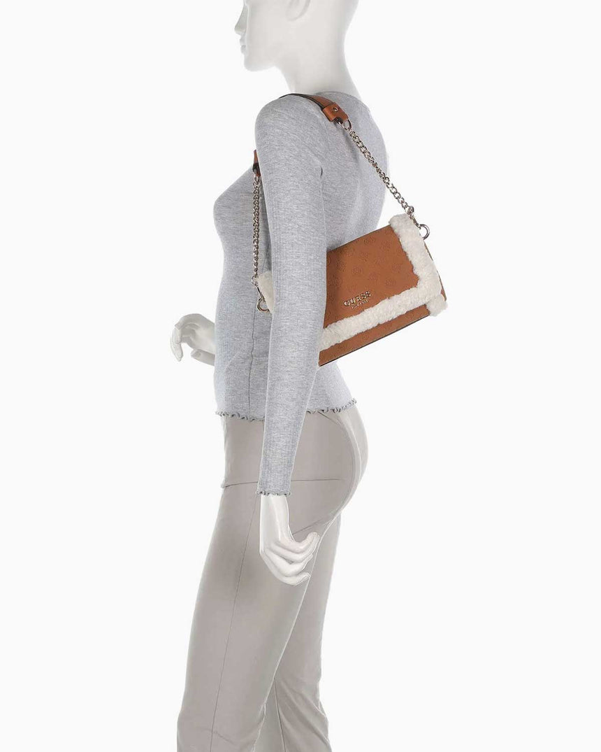 Guess Davika Flap Omuz Çantası Cognac