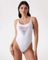 Guess One Piece Rhinestone Mayo Pure White