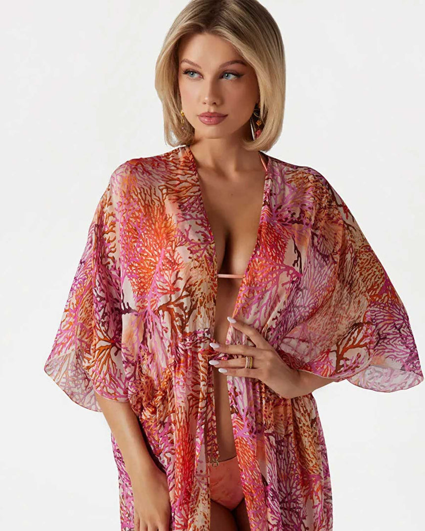 Guess Logolu Kimono Shaded Flower Big Ao