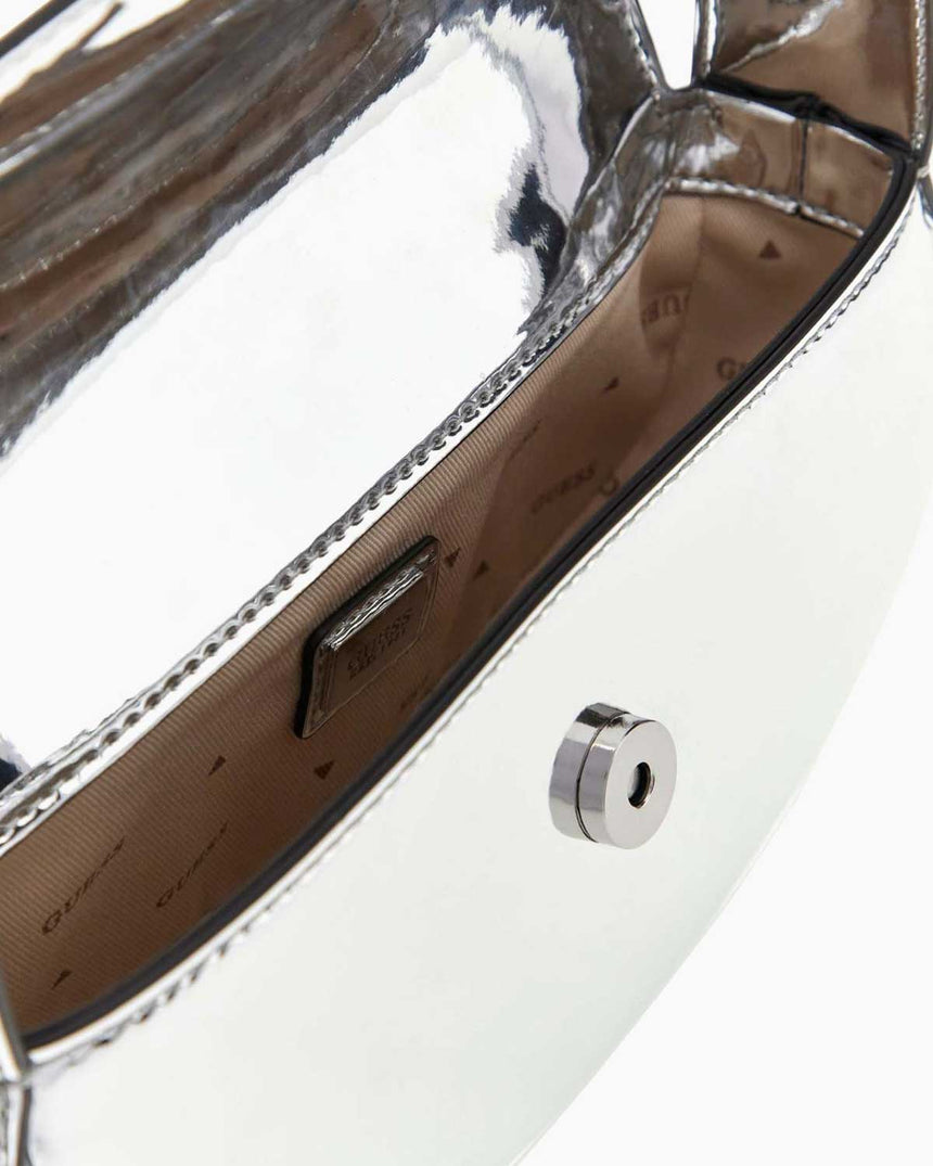 Guess Arnela Flap Rugan Omuz Çantası Silver