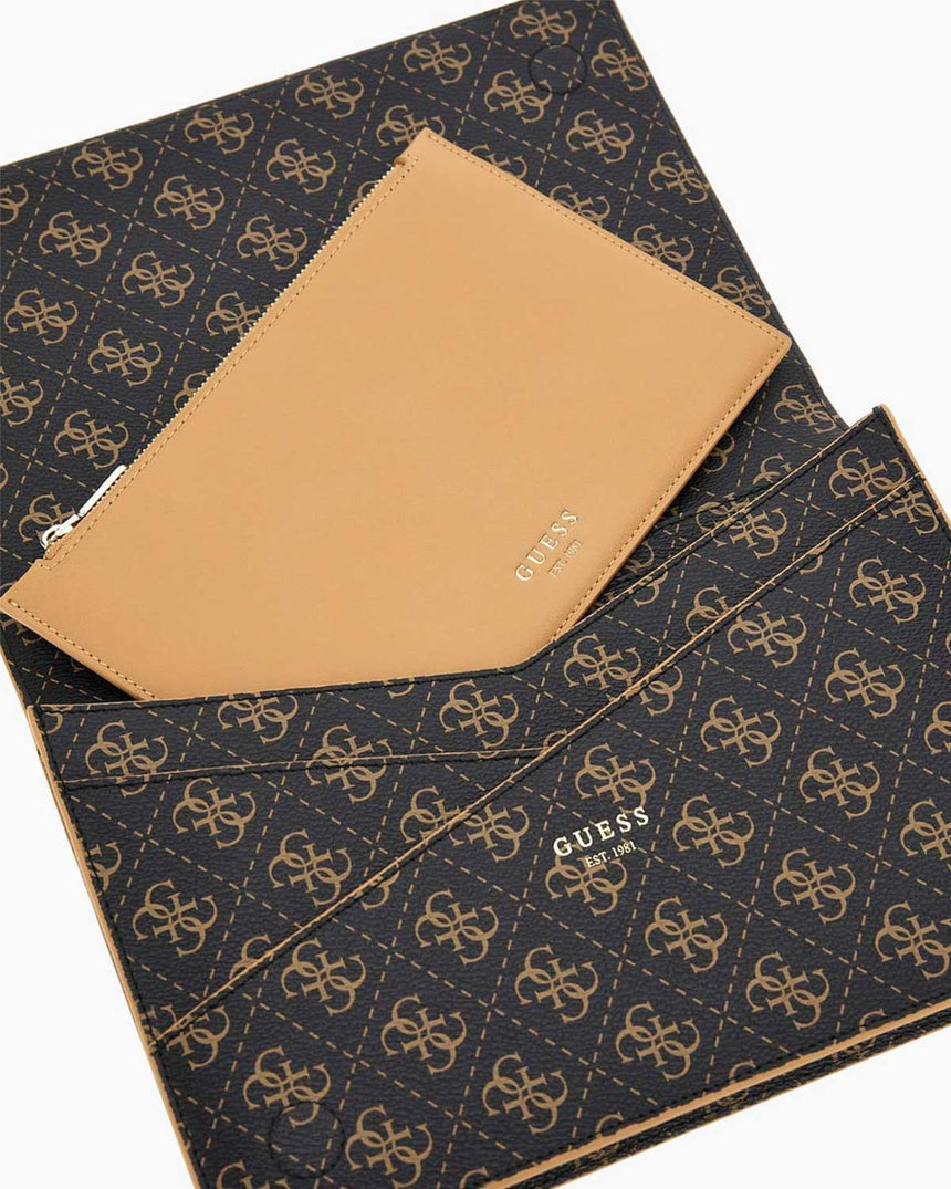 Guess Noreen Card Holder Portföy El Çantası Brown - Multi