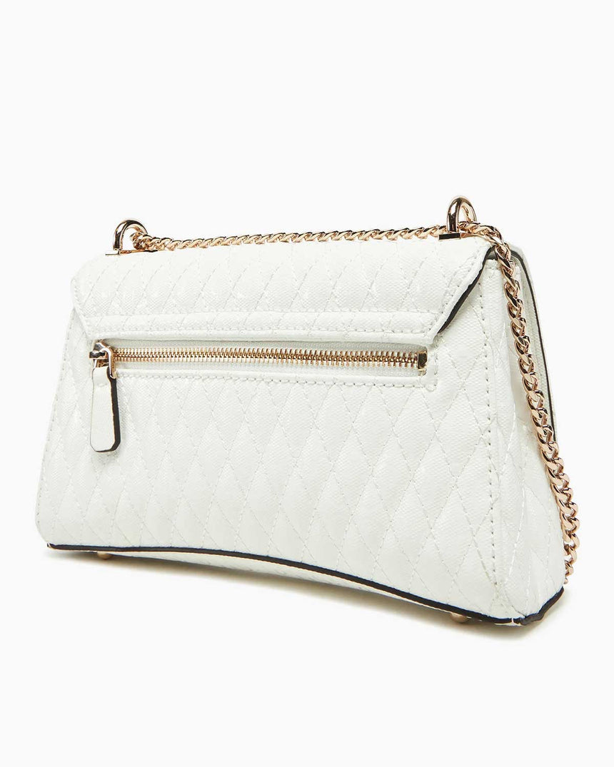 Guess Betula Convertible Flap Zincir Detaylı Parlak Omuz Çantası White