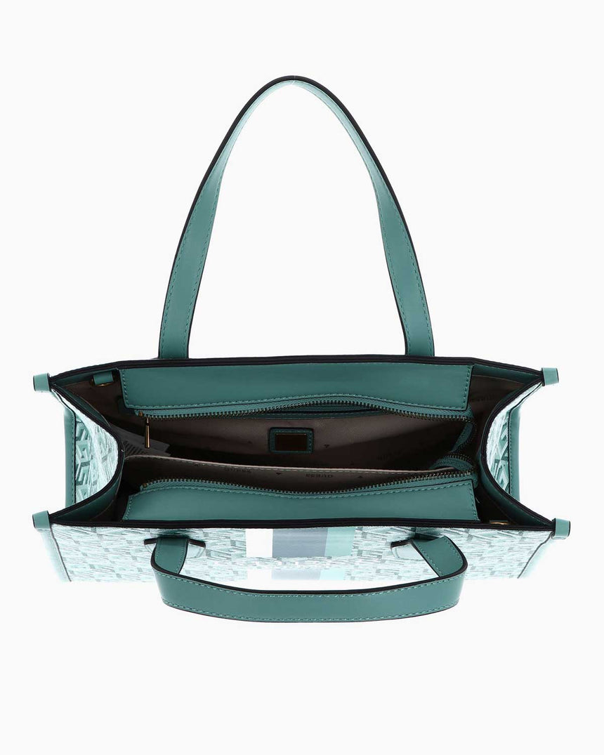 Guess Silvana 2 Compartmen El Çantası Turquoise Logo