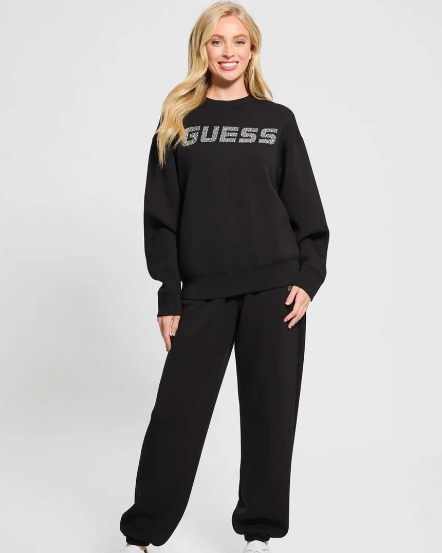 Guess Cecilia Kadın Aktif Scuba Sweatshirt Jet Black A996