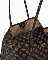 Guess Eco Victtoria Large Monogram Omuz Çantası Brown