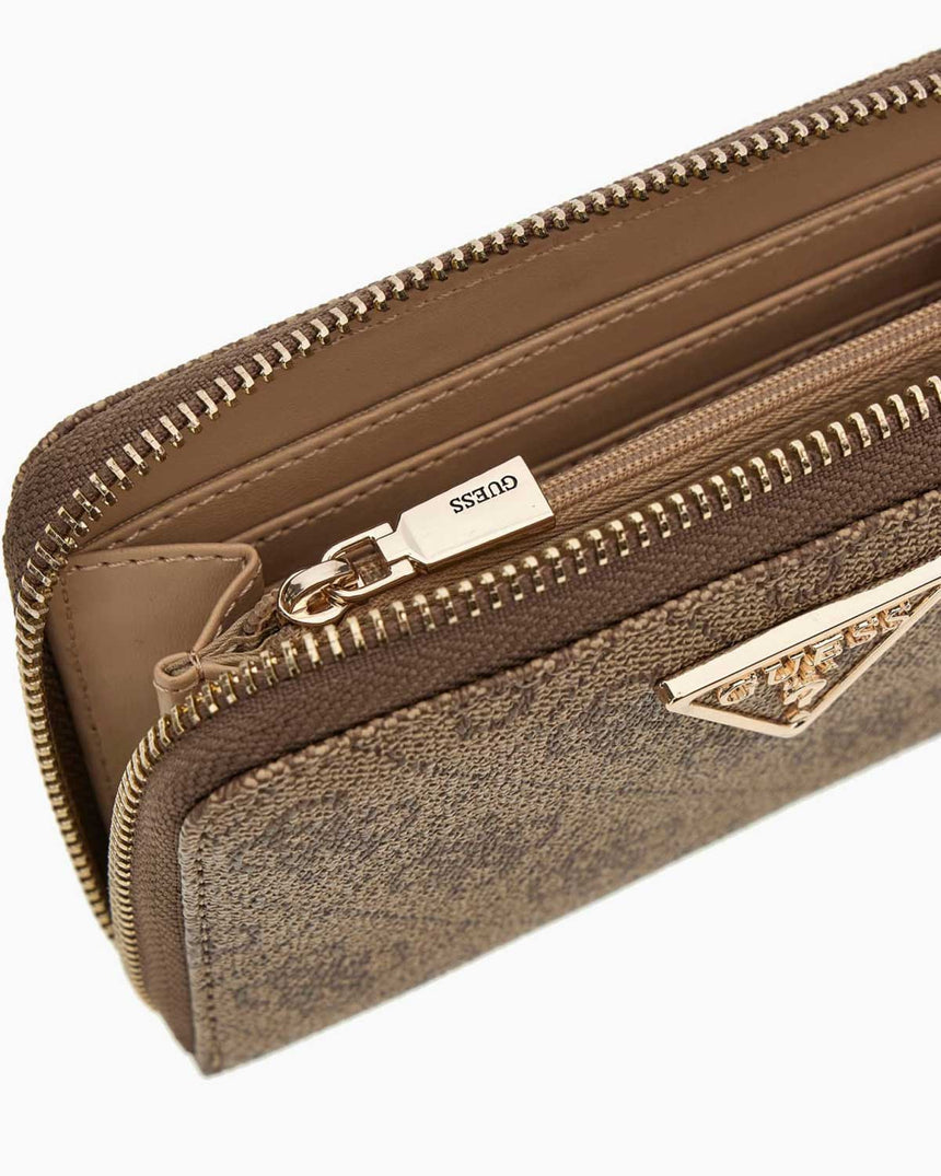 Guess Access Laurel II Orta Boy Fermuarlı Kadın Cüzdan Latte Logo