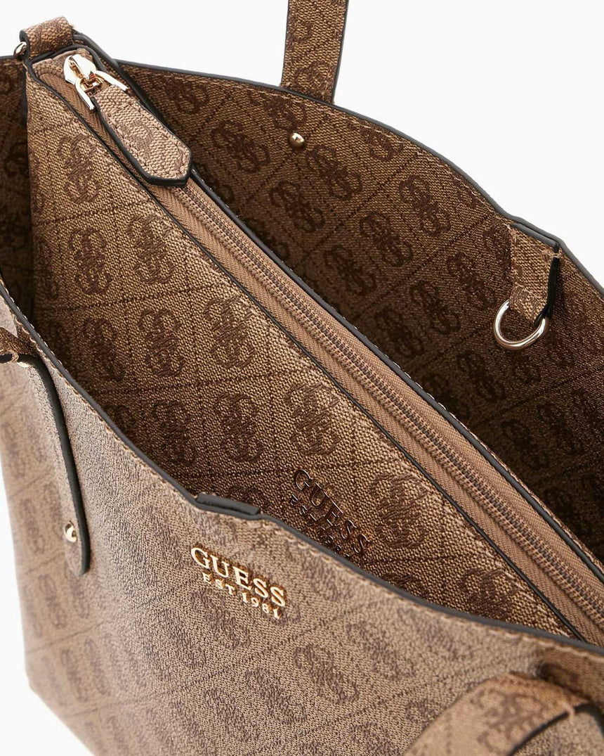 Guess Brenton Kadın Tote Omuz Çantası Latte Logo