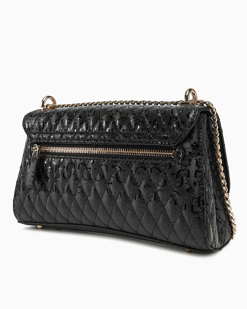 Guess Betula Convertible Flap Zincir Detaylı Parlak Omuz Çantası Black