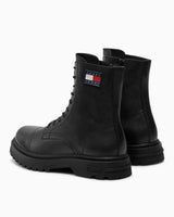 Tommy Jeans Lace Up Mid Smooth Boots Black