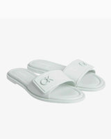 Calvin Klein Flat Slide Metal Logolu Terlik Milky Green