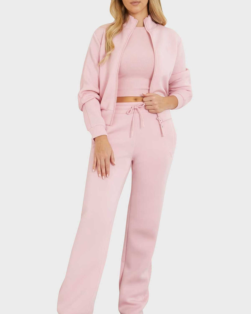 Guess New Allie Logo Şeritli Fermuarlı Sweatshirt Face Powder