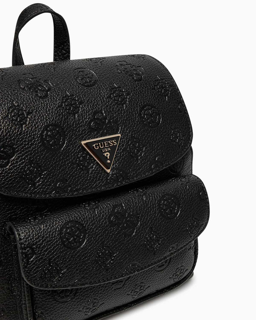 Guess Cresdia Small Flap Logolu  Sırt Çantası Black