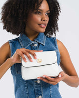 Us Polo Assn Mıknatıs Kapaklı Çapraz Askılı Çanta Beyaz