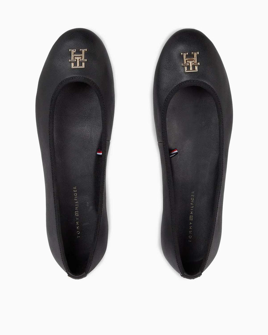 Tommy Hilfiger Leather Ballerina Casual Shoes Ayakkabı Black