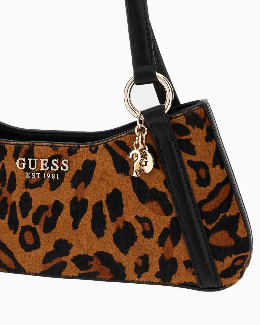 Guess Domitilla Kadın Deri Omuz Çantası Leopard