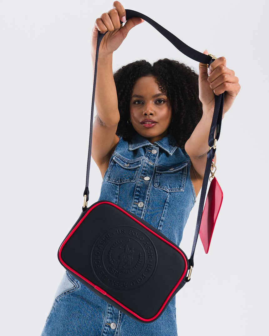 Us Polo Assn Mini Cüzdan Detaylı Çapraz Askılı Çanta Lacivert - Kırmızı