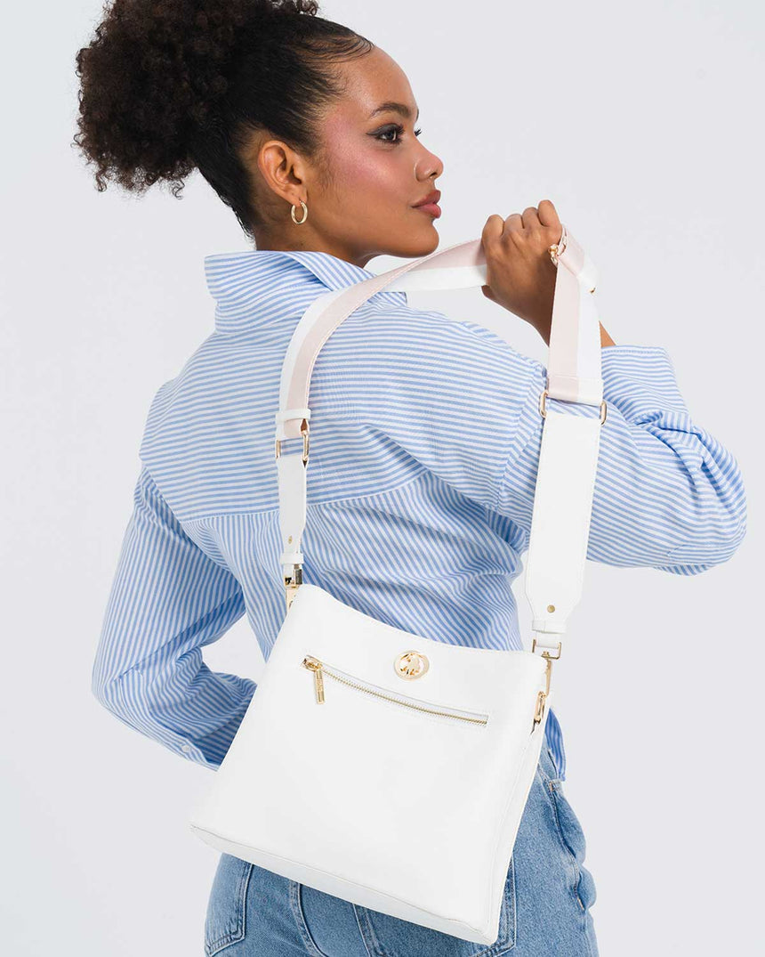 Us Polo Assn Fermuar Detaylı El Çantası Beyaz