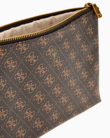 Guess Hull Medium Pouch Monogram Portföy Çanta Brown/Ochre