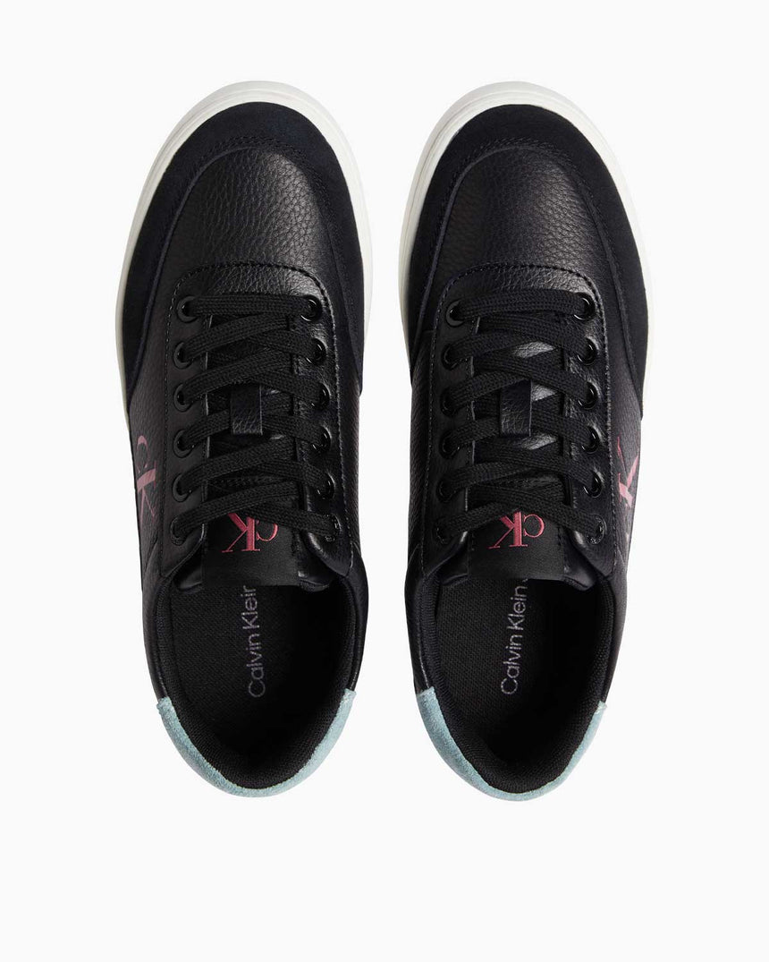 Calvin Klein Classic Cupsole Lace Up Sneaker Black/Blue Surf/Creamy White