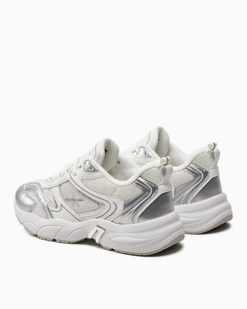Calvin Klein Retro Tennis Lace Up Sneakers Bright White/Silver