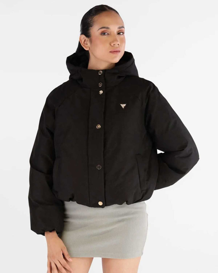 Guess Jacke Jakarlı Kadın Aktif Şişme Mont 4G JACQUARD JBLK MON