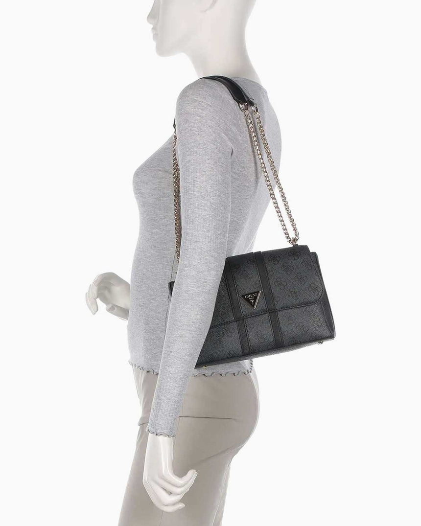 Guess Noreen Convertible Monogram Çapraz Askılı Çanta Coal Logo