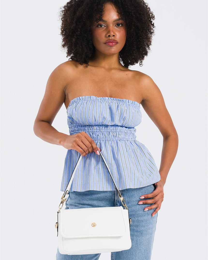 Us Polo Assn Logolu Omuz Çantası Beyaz