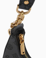 Guess Kuba Top Compartment Monogram Omuz Çantası Charcoal Logo