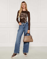 Guess Anadela Noelle II Luxury Kadın El Çantası Latte Logo / Brown