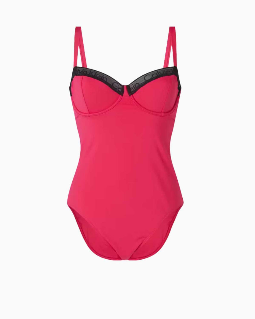 Calvin Klein İnce İp Askılı Sırt Dekolteli Kadın Mayo Royal Pink