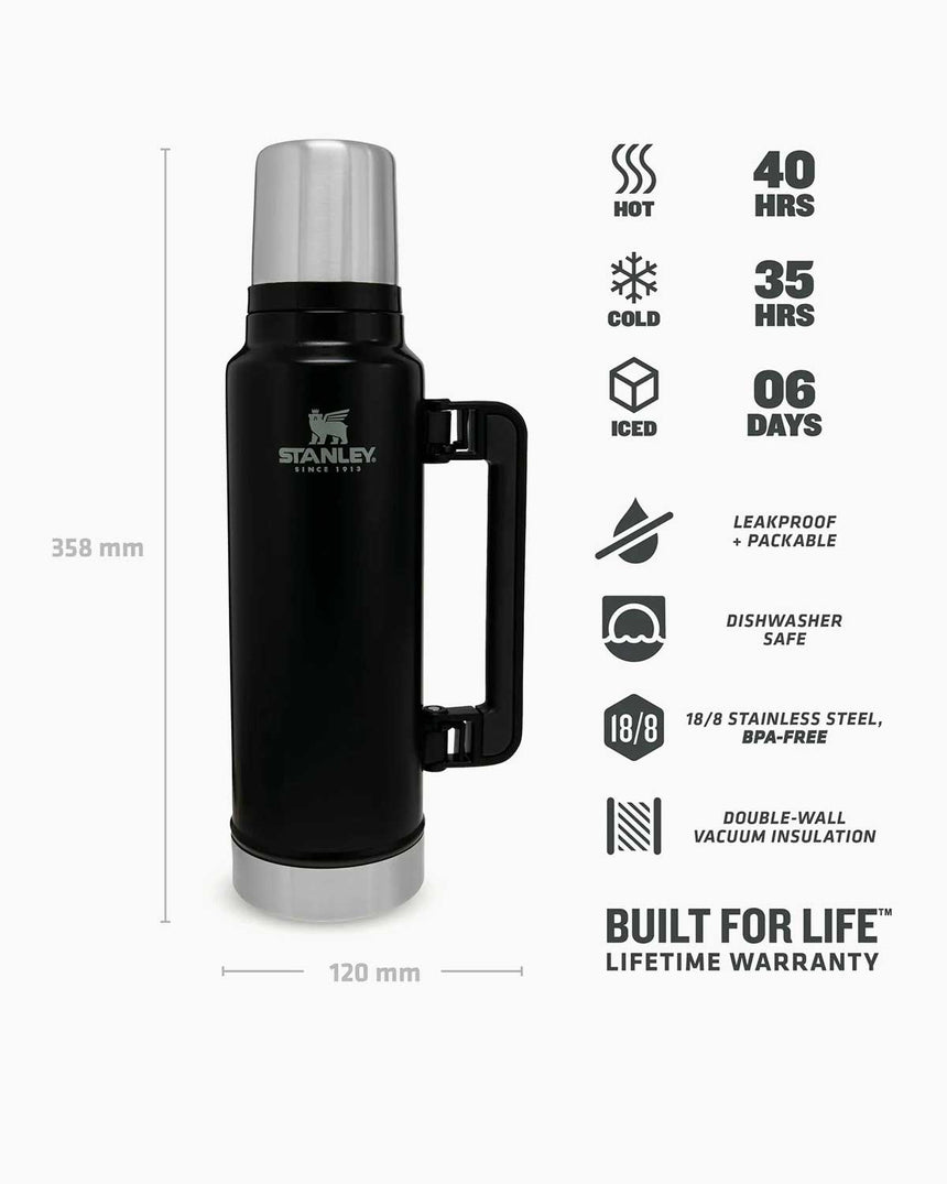 Stanley Efsane Klasik Seri-1.4 Litre Vakumlu Çelik Termos 10- Matte Black