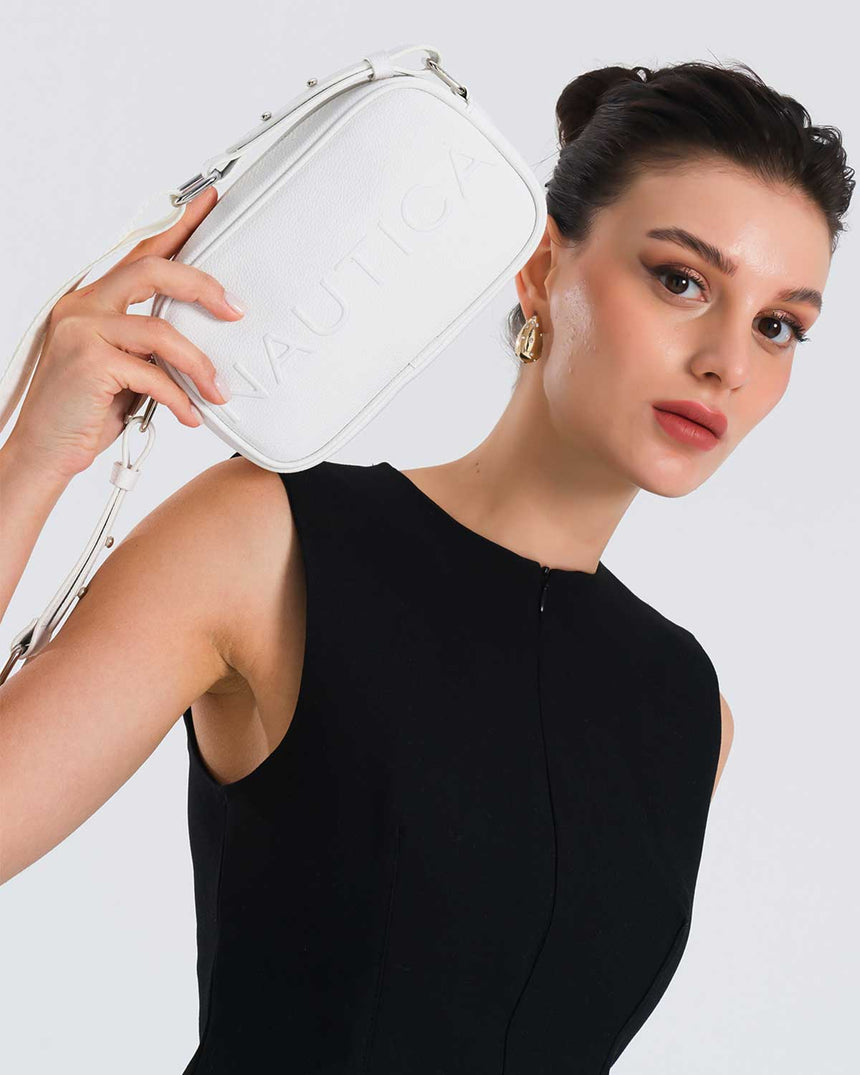 Nautica Mini Cüzdan Detaylı Çapraz Askılı Çanta Beyaz