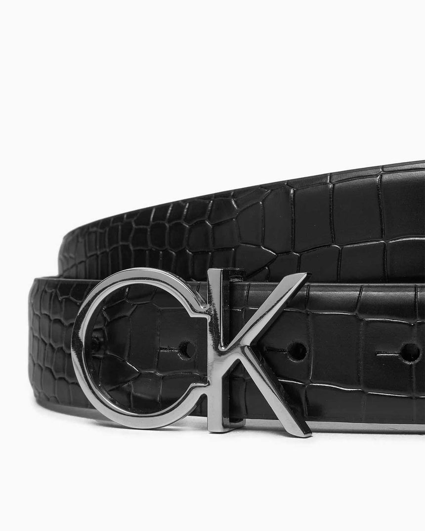 Calvin Klein Logo Fixed Belt Kemer Ck Black Croco