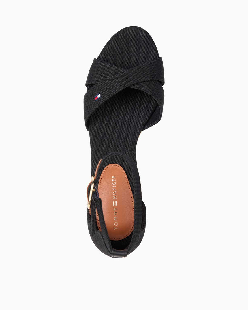 Tommy Hilfiger Flag Criss Cros Wedge Espadrilles Topuklu Sandalet Black