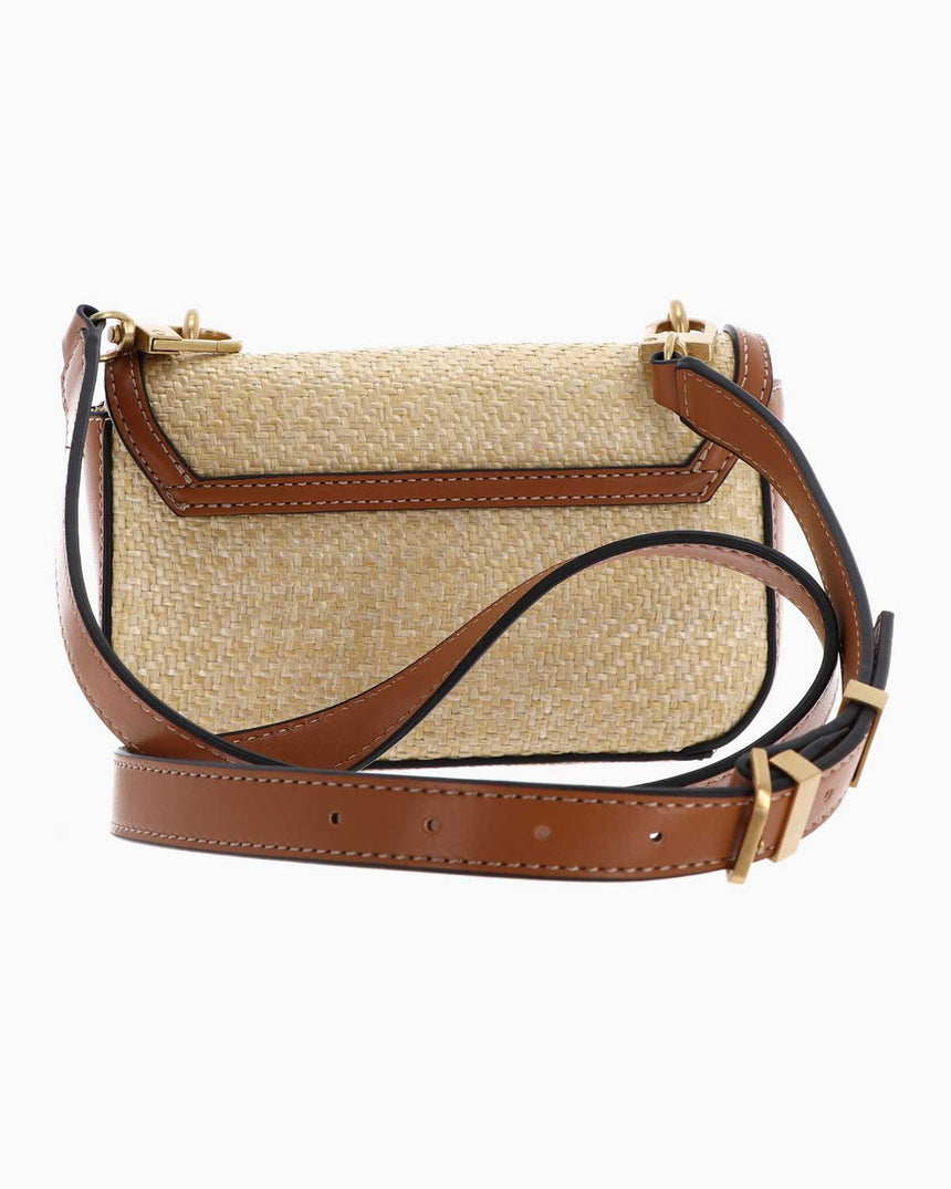 Guess Status Mini Çapraz Askılı Hasır Çanta Natural - Cognac