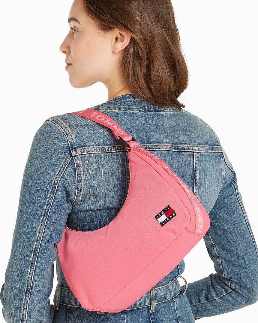 Tommy Hilfiger Essential Daily Dokuma Kumaş Omuz Çantası Preppy Pink