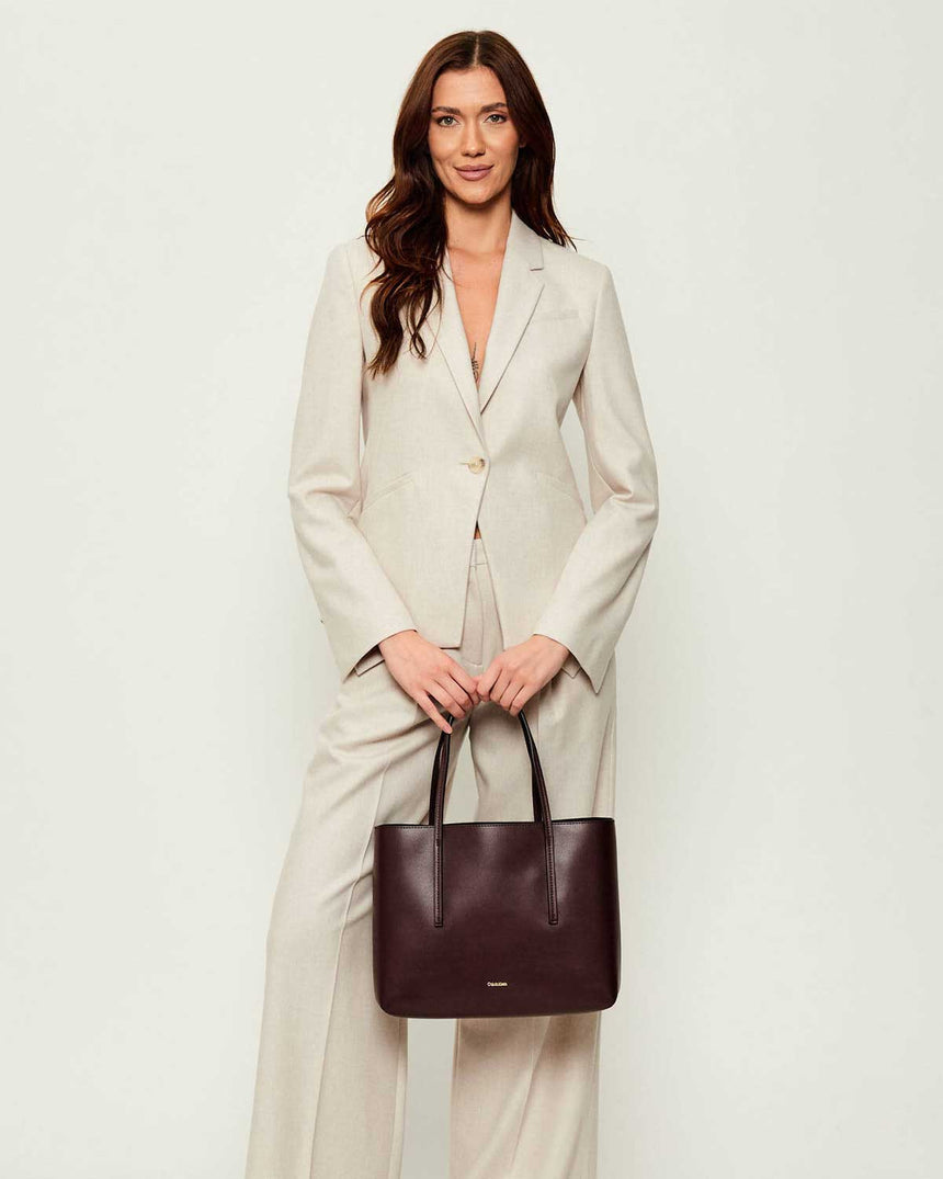 Calvin Klein Foil Logo Kadın Small Tote Çanta Fudge/Espresso