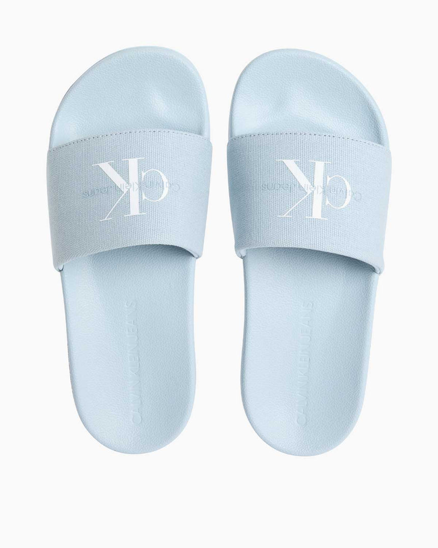 Calvin Klein Slide Monogram Flip Flops Terlik Triple Cloud Blue