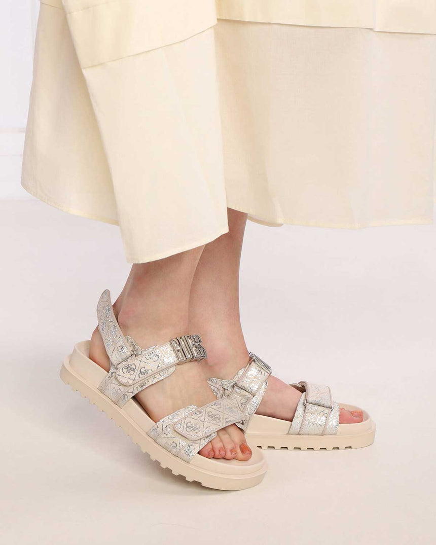 Guess Fabeils Casual Shoes Tokalı Sandalet Beige / Silver