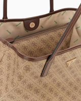 Guess Victtoria Large Monogram Omuz Çantası Latte Logo / Brown