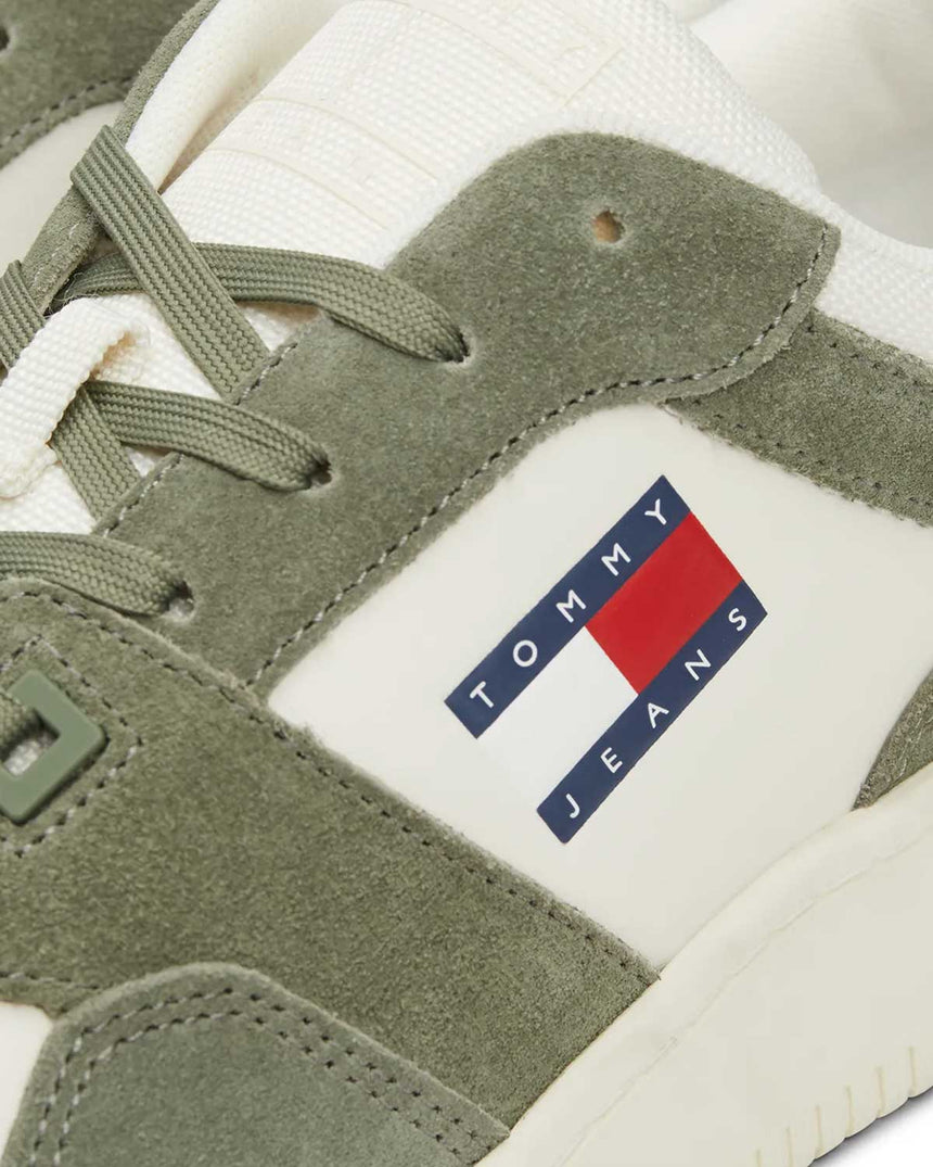 Tommy Hilfiger Basket Leather Logolu Sneaker Washed Army