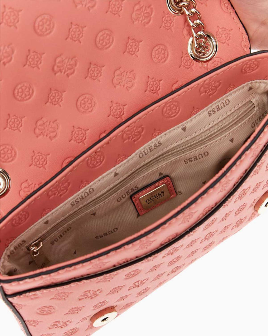 Guess Arlena Convertible Flap Omuz Çantası Coral Logo