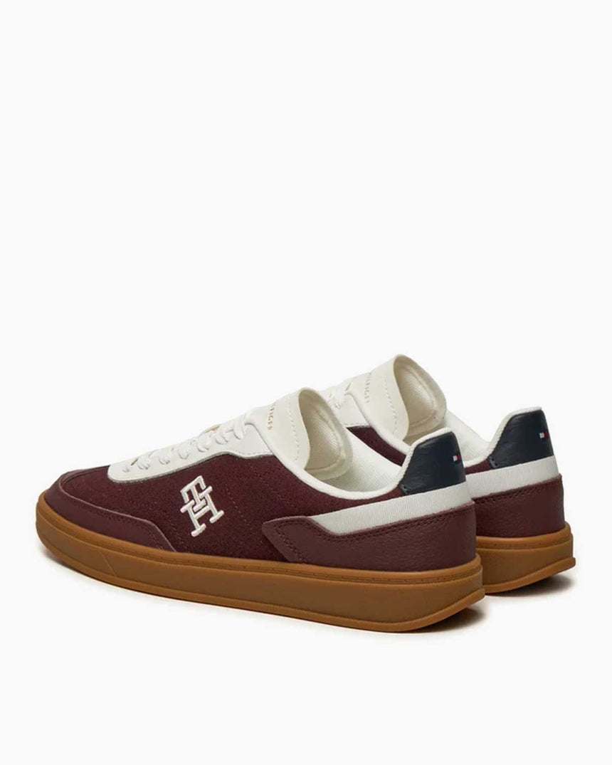Tommy Hilfiger Heritage Logolu Sneaker Burgundy Velvet/Ecru