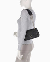 Guess Arlena Convertible Flap Omuz Çantası Black Logo