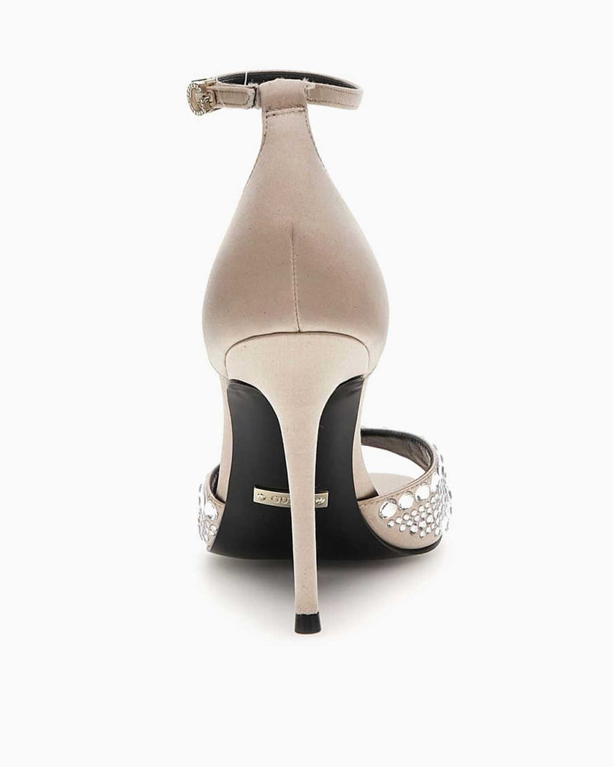 Guess Kable Gümüş Taşlı Topuklu Ayakkabı Nude