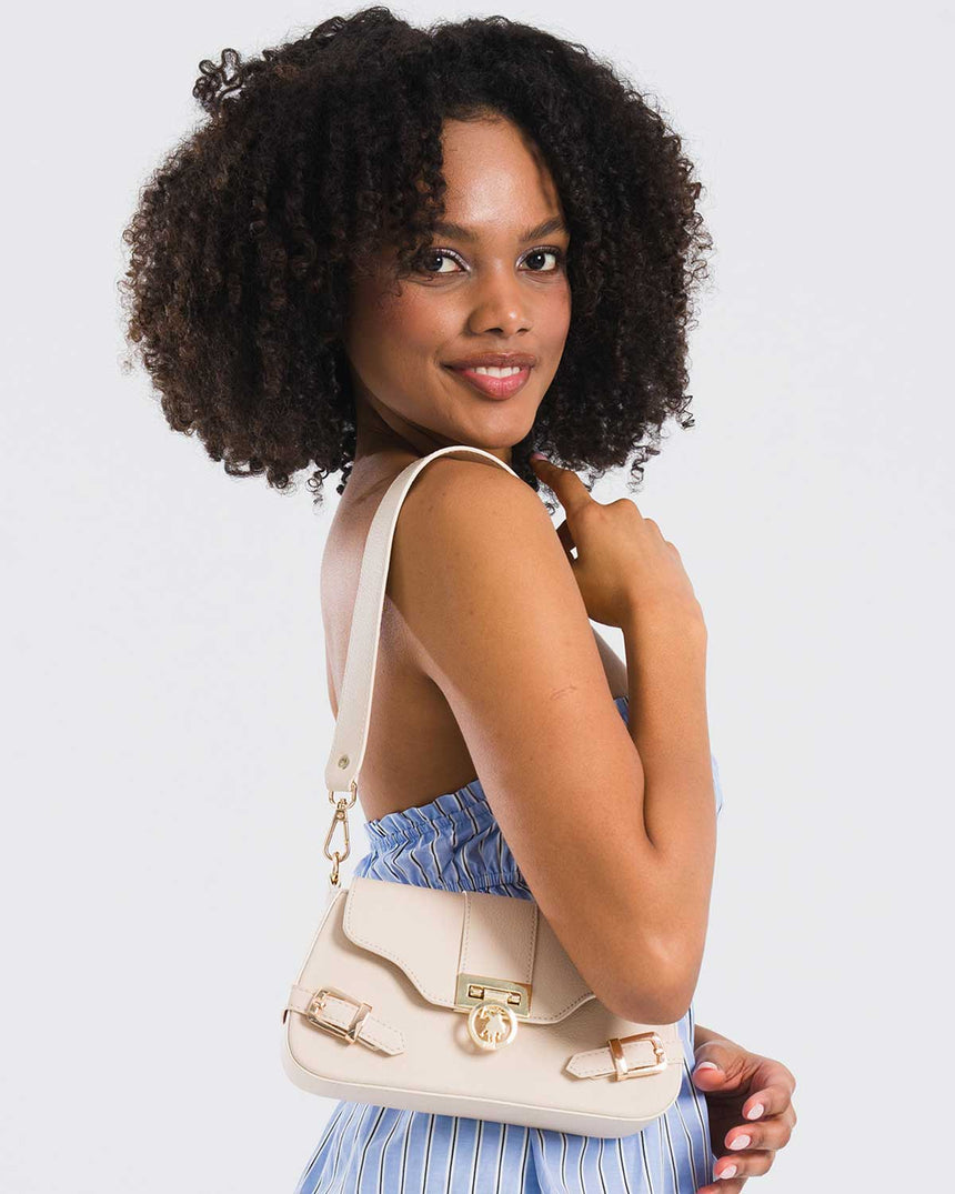 Us Polo Assn Logo Detaylı Çapraz Askılı Çanta Bej